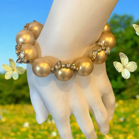 Givenchy Gold Beaded Bracelet Bold Statement Jewelry - Picture 3 of 7